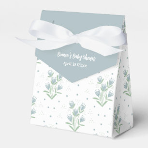 Simple Blue and Green Flowers Baby Shower  Favour Box