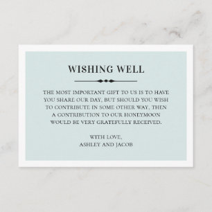 Simple blue and grey wishing well. Classic wedding Enclosure Card
