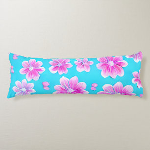 Simple Blue and Pink Flower Pattern  Body Cushion