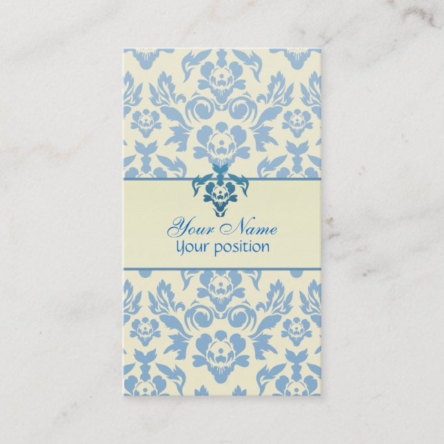 Simple Blue and White Business Cards (Front)