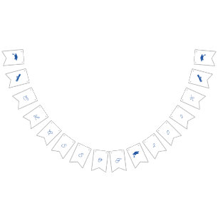 Simple Blue And White Customisable Graduation Bunting