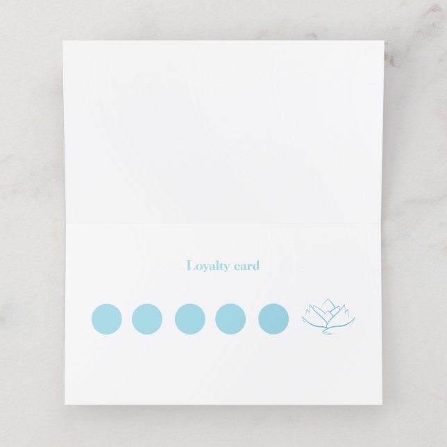 Simple Blue and White Lotus Flower Business  Loyalty Card (Inside Unfolded)
