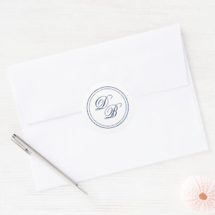 Simple Blue and white monogram envelope seal 