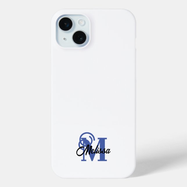Simple Blue and White monogramed  Case-Mate iPhone Case (Back)