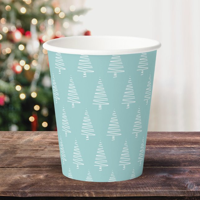 Simple Blue And White Pine Tree Pattern Paper Cups (Simple Blue And White Pine Tree Pattern Paper Cups)