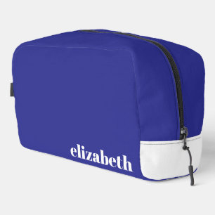 Simple Blue and White with Name Dopp Kit