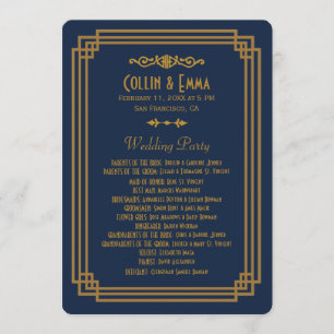 Simple Blue Art Deco Wedding Programs