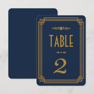 Simple Blue Art Deco Wedding Table Numbers