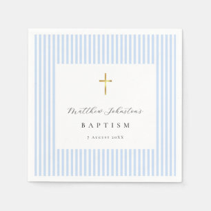 Simple Blue Baby Boy Baptism Paper Napkins