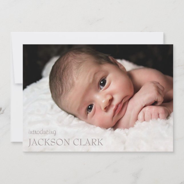 Simple Blue Baby Boy Photo Collage Birth Announcement (Front)