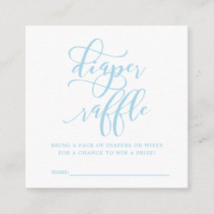 Simple Blue Baby Shower Diaper Raffle Enclosure Card