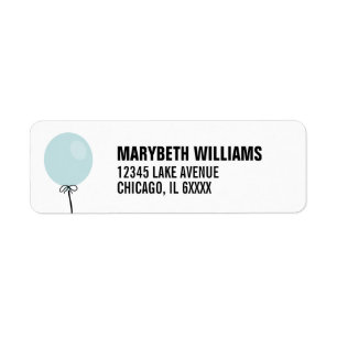 Simple Blue Balloon Baby Shower Address Label Return Address Label