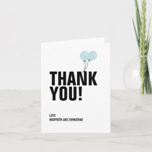 Simple Blue Balloon Baby Shower Thank You Card