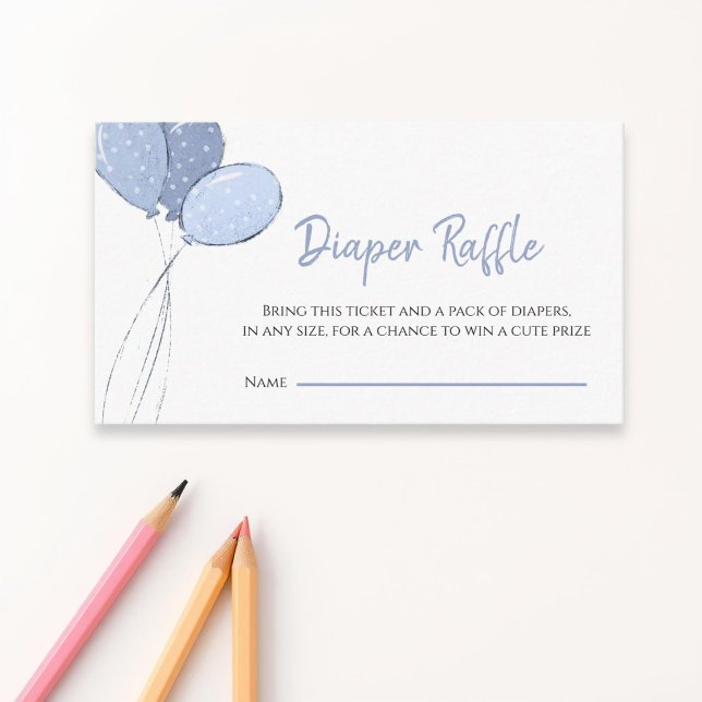 Simple Blue Balloons Baby Shower Diaper Raffle Enclosure Card (Creator Uploaded)