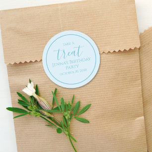 Simple Blue Birthday Calligraphy Cute Party Label