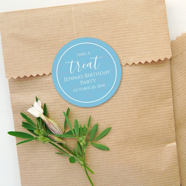 Simple Blue Birthday Calligraphy Cute Party Label (Creator Uploaded)