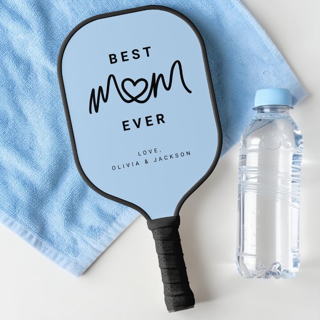 Simple Blue Black Script Cute Modern Best Mum Ever Pickleball Paddle (Simple Blue Black Script Cute Modern Best Mom Ever Pickleball Paddle)