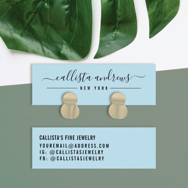 Simple Blue Black Script Earring Display Card (Creator Uploaded)