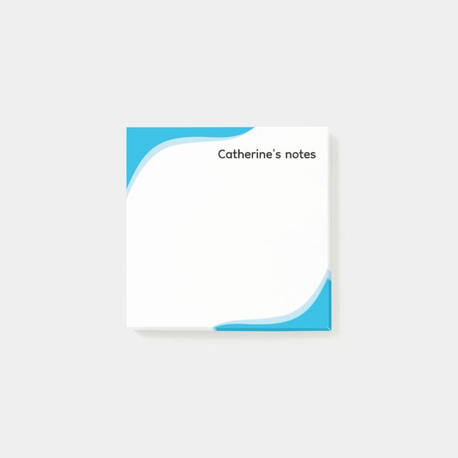 Simple blue & black waves customisable post-it notes (Front)