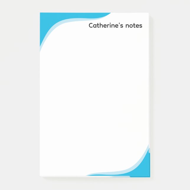 Simple blue & black waves customisable post-it notes (Front)