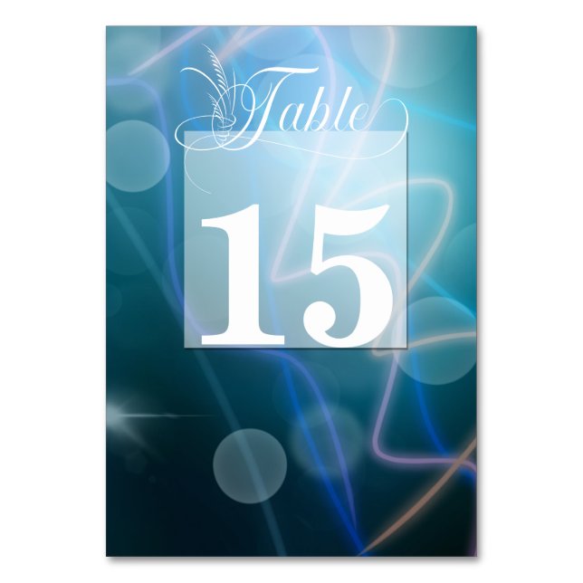 Simple Blue Bokeh Background & Typography Table Number (Front)
