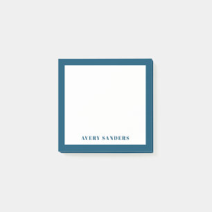 Simple Blue Border Modern Name Post-it Notes