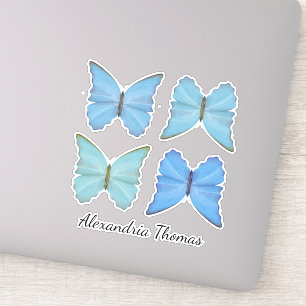 Simple Blue Botanical Butterflies Cute Whimsical