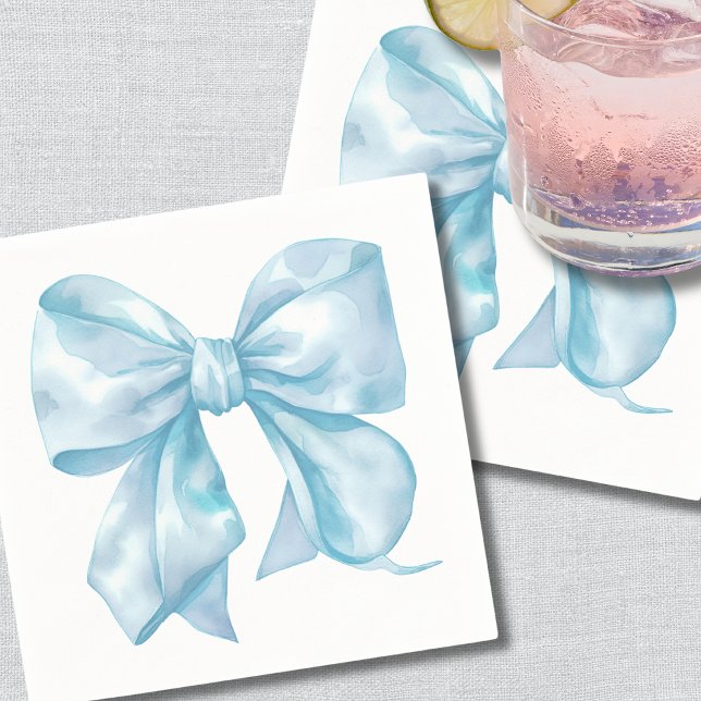 Simple Blue Bow Baby Shower Napkin (Simple Blue Bow Baby Shower Napkins)