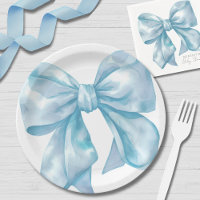 Simple Blue Bow Baby Shower