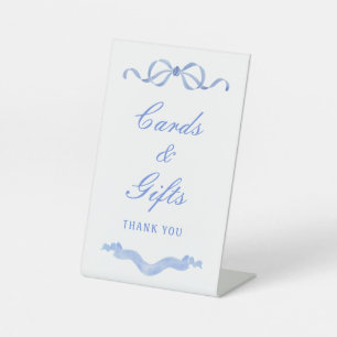 Simple Blue Bow Cards & Gifts Pedestal Sign