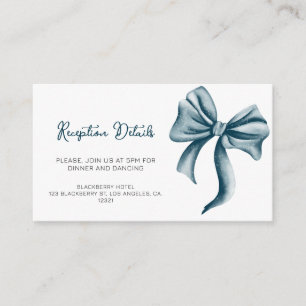 Simple Blue Bow Quinceanera Reception Details Enclosure Card