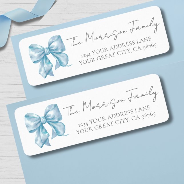Simple Blue Bow Return Address Label (Simple Blue Bow Return Address label)