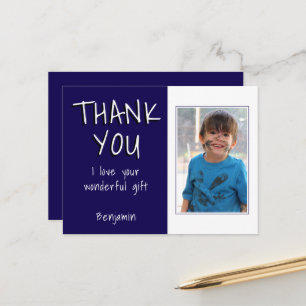 Simple Blue Boy Photo Thank you Birthday Postcard