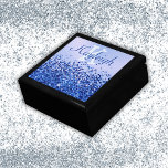 Simple Blue Brushed Metal and Glitter Monogram | Gift Box<br><div class="desc">Store your treasures in style with this wooden jewellery keepsake box (gift box), designed for women who appreciate a touch of elegance. The blue brushed metal background paired with glitter accents creates a stunning contrast, making this box both functional and fashionable. Personalise it with your monogram name and initial for...</div>