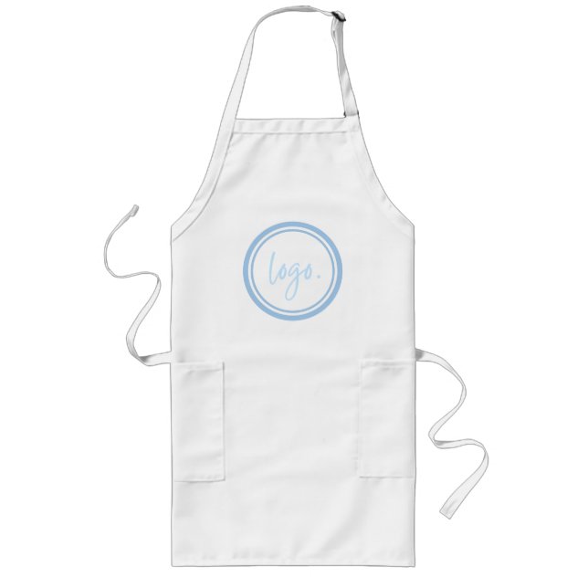 SIMPLE BLUE BUSINESS BRAND LOGO ROUND CIRCLE LONG APRON (Front)