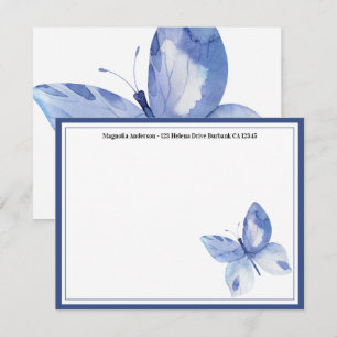 Simple Blue Butterfly Name Card