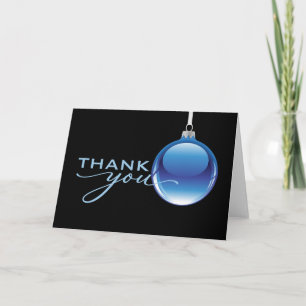 Simple Blue Christmas Ornament, Blank Thank You Card