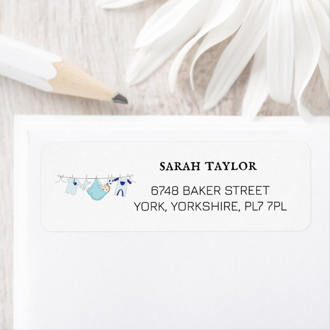 Simple Blue Clothesline Return  Address Label (Insitu)