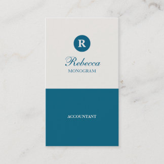 Simple Blue & Cream Monogram Business Cards
