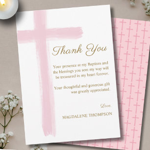 Simple Blue Cross Baptism Thank You Card