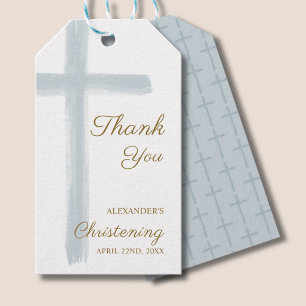 Simple Blue Cross Thank You Christening Baptism Gift Tags
