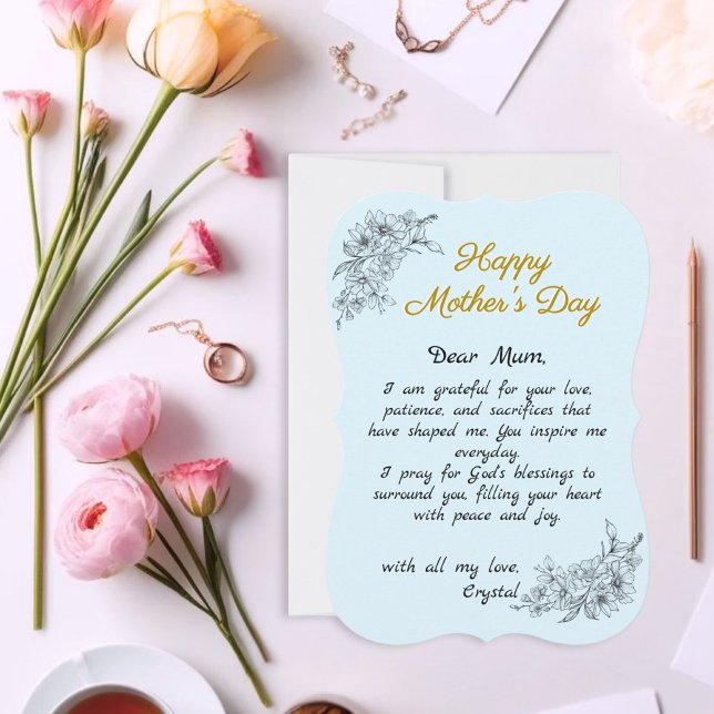 Simple Blue Custom Letter Mother’s Day Card (Creator Uploaded)