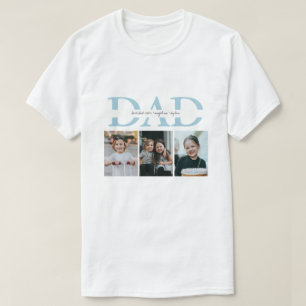 Simple Blue Custom Message Dad Photo Collage Gift T-Shirt