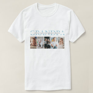 Simple Blue Custom Message Grandpa Photo Gift T-Shirt