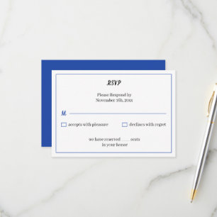 Simple Blue Custom Wedding RSVP Card