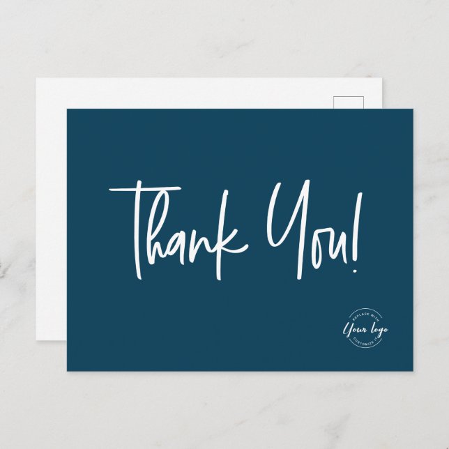 Simple Blue Customer appreciation logo editable Postcard (Front/Back)