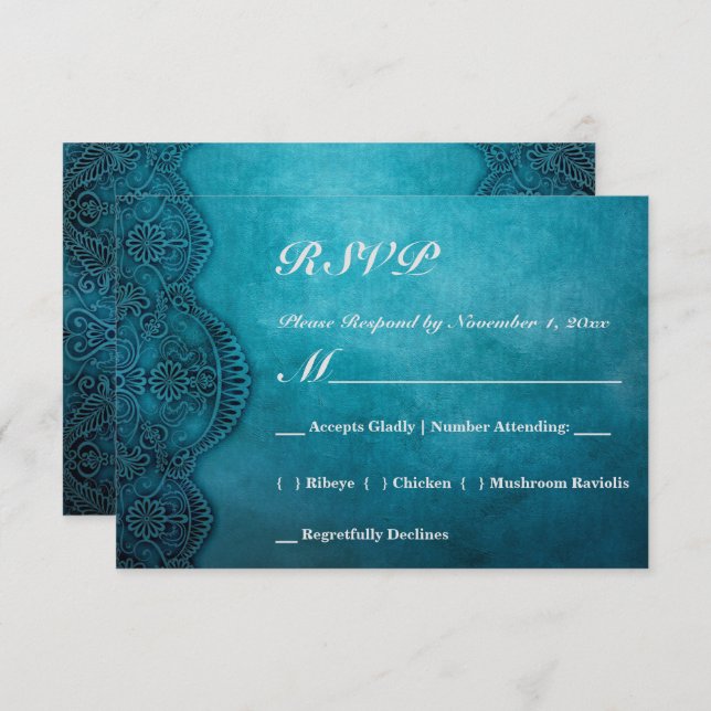 Simple Blue Elegance RSVP Card (Front/Back)