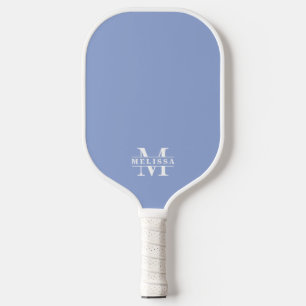 Simple Blue Elegant Monogram Pickleball Paddle