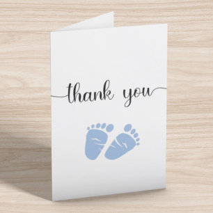Simple Blue Feet Boy Baby Shower Thank You Card