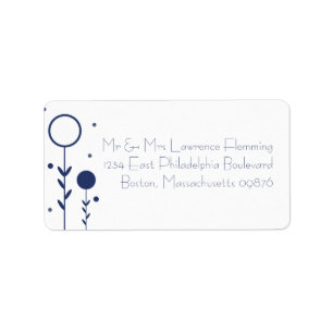 Simple Blue Floral Dot Modern RSVP Address Label
